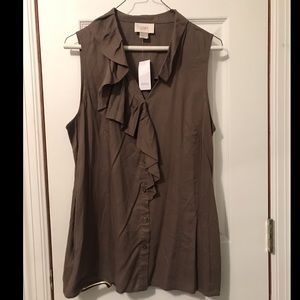 SOLD NWT LOFT Brown Sleeveless Blouse